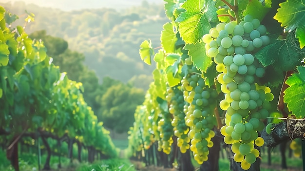 Free photo still life of green grapes in the vineyard