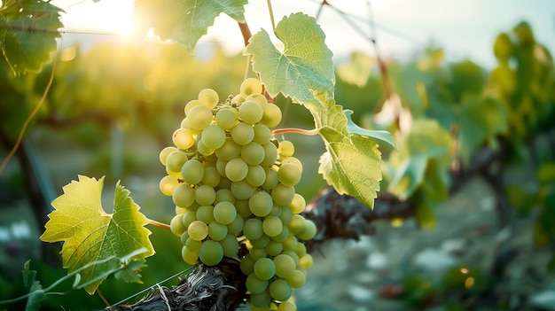 Free photo still life of green grapes in the vineyard