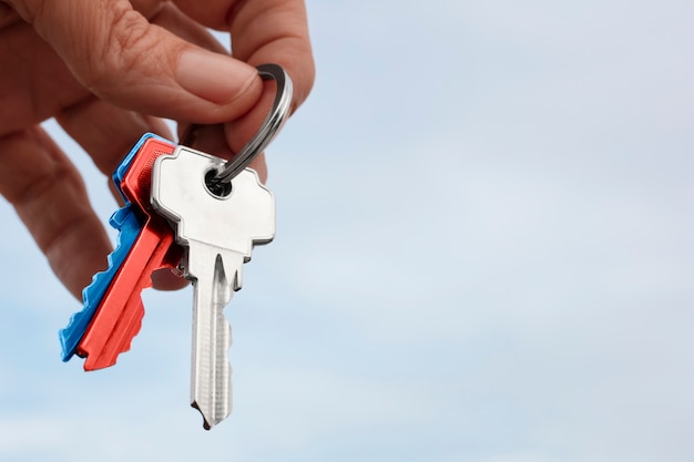 Free photo still life of keys to new home