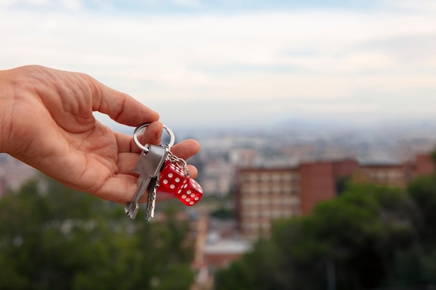 Free photo still life of keys to new home