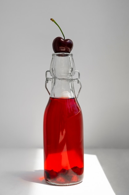 Free photo still life of kombucha bottle