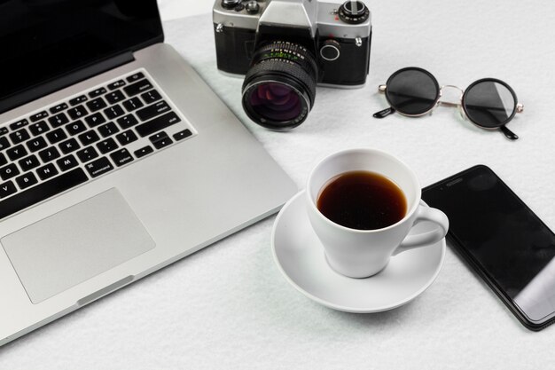 Still life of laptop on desk