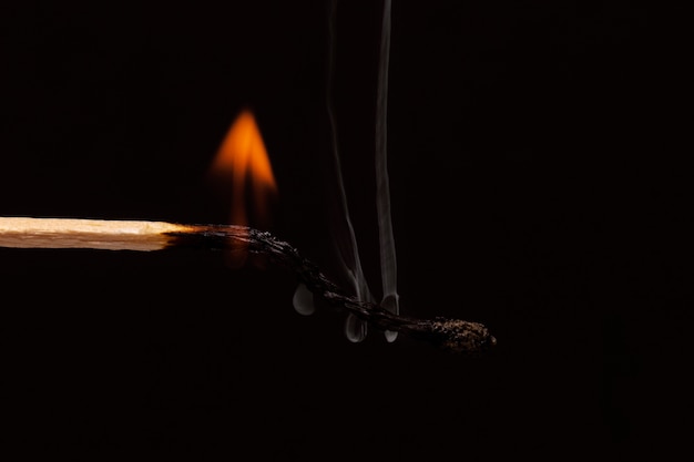 Still life of matches burning