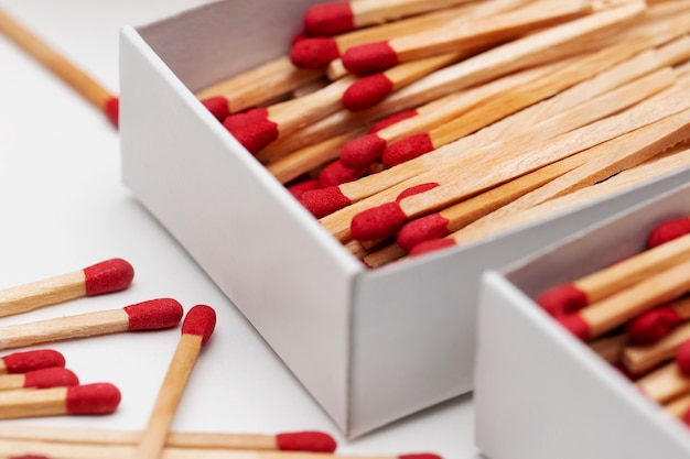 Free photo still life of matches out of the box