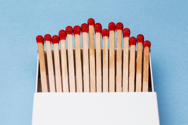 Still life of matches out of the box