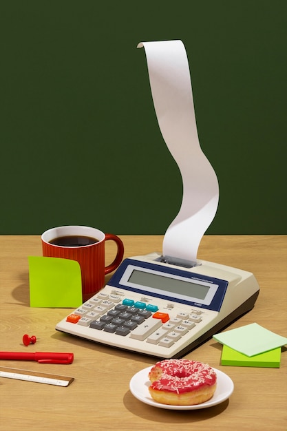 Free photo still life of messy office desk