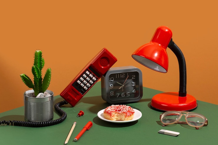 Free Photo still life of messy office desk