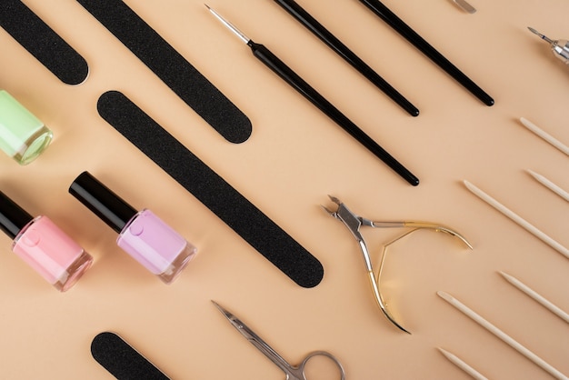 Still life of nail care tools