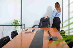 Free photo still life of office chair indoors