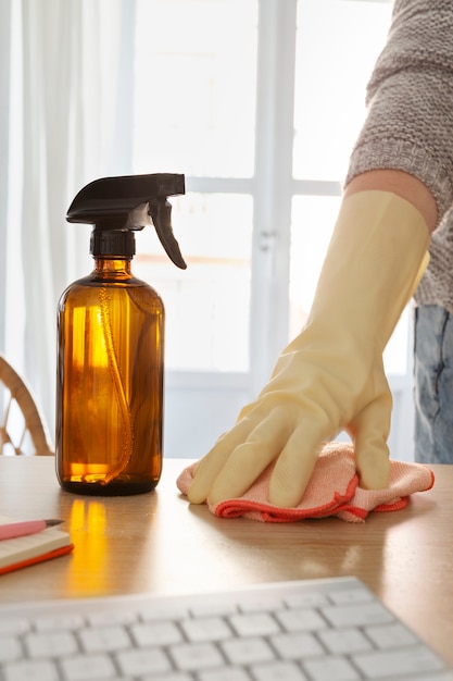 Free photo still life of office cleaning process