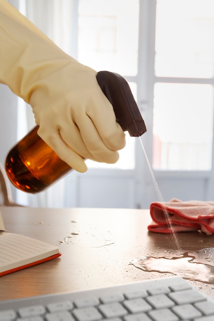 Free photo still life of office cleaning process