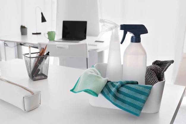 Free photo still life of office cleaning process