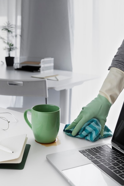 Free photo still life of office cleaning process