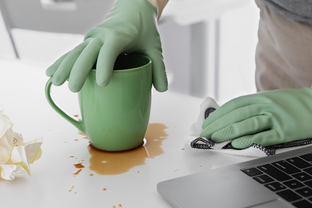 Free photo still life of office cleaning process