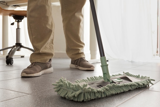 Still life of office cleaning process