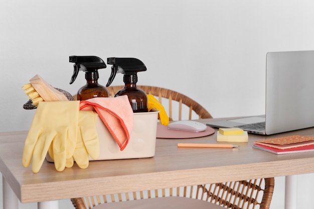 Free photo still life of office cleaning process