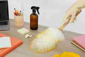 Free photo still life of office cleaning process