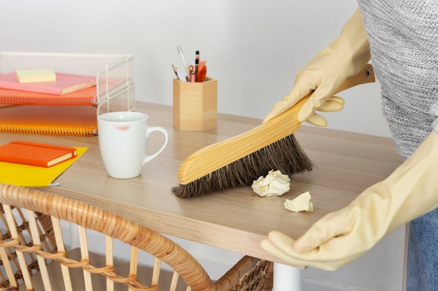 Free photo still life of office cleaning process