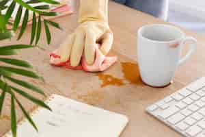 Free photo still life of office cleaning process