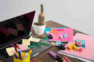 Free photo still life of office desk  mess