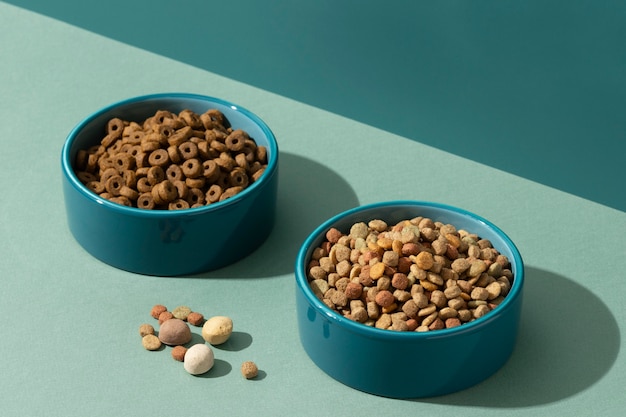 Free photo still life pet food composition