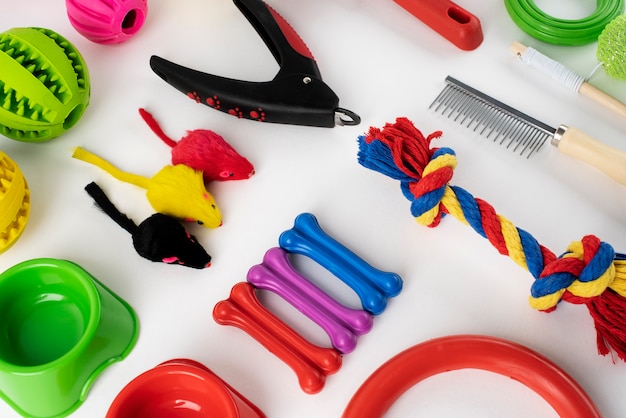 still life of pet toys