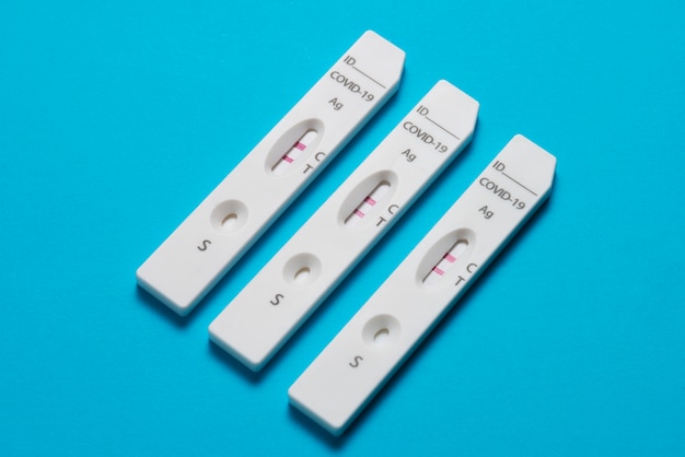 Still life of positive coronavirus tests