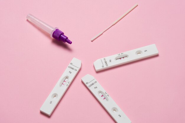 Still life of positive coronavirus tests