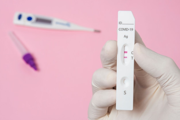 Still life of positive coronavirus tests