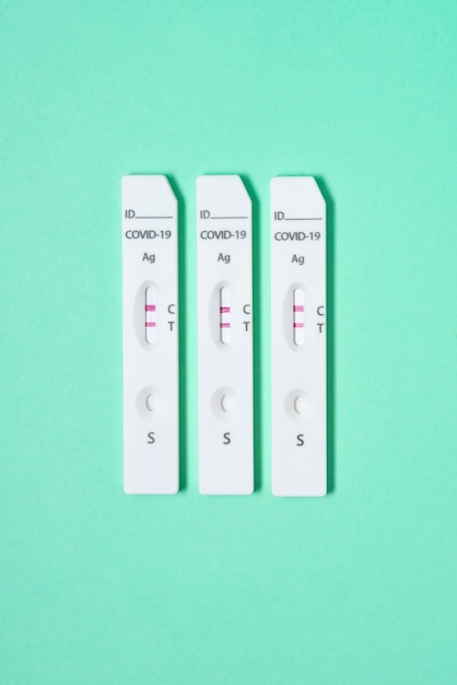 Still life of positive coronavirus tests