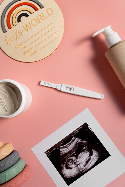 Still life of positive pregnancy test