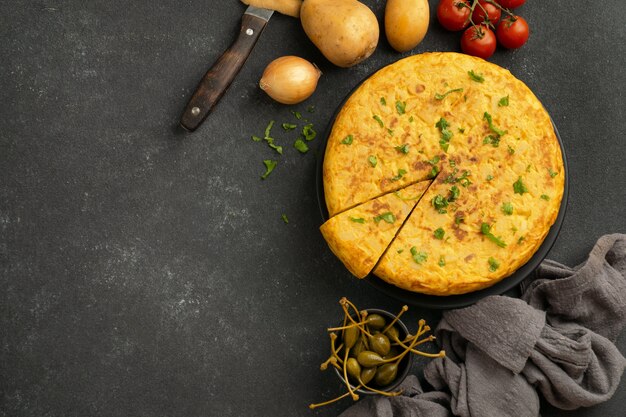 Still life of potato spanish tortilla