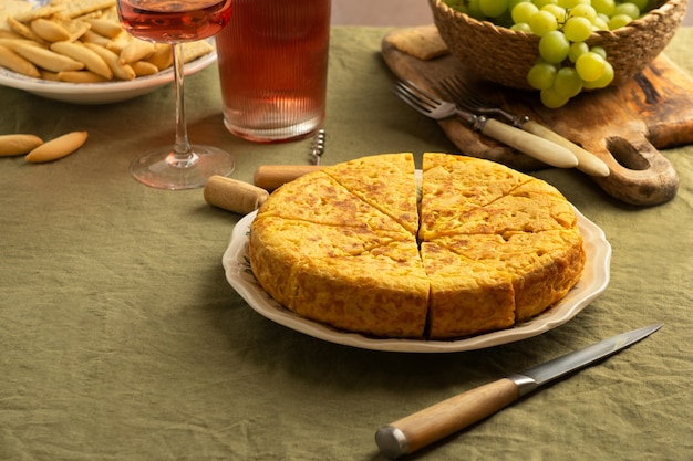 Free photo still life of potato spanish tortilla