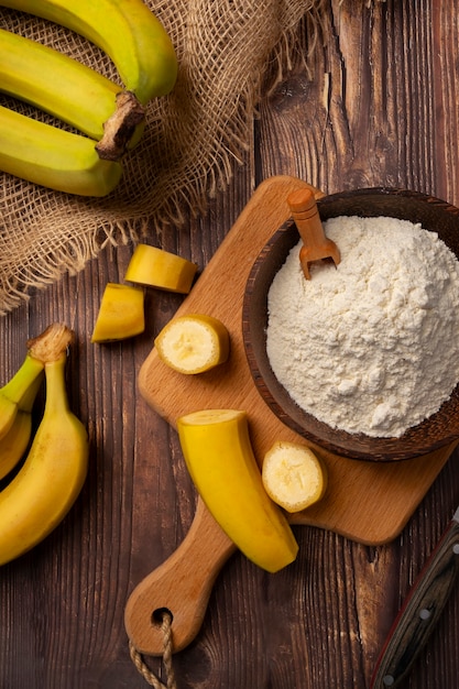 Still life of recipe with plantain banana