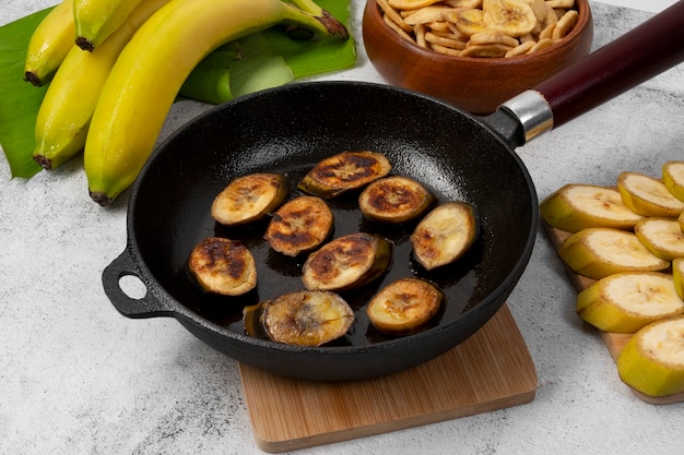 Free photo still life of recipe with plantain banana