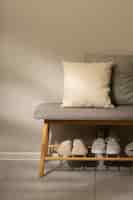 Free photo still life of shoe rack indoors