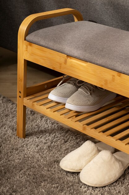 Still life of shoe rack indoors