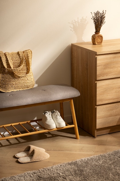 Still life of shoe rack indoors