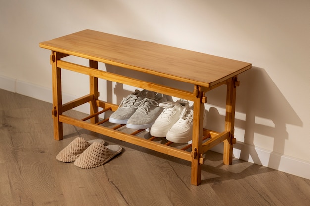 Still life of shoe rack indoors