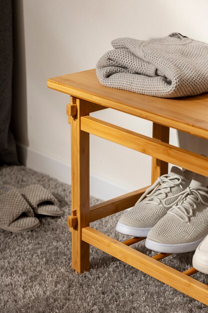 Still life of shoe rack indoors