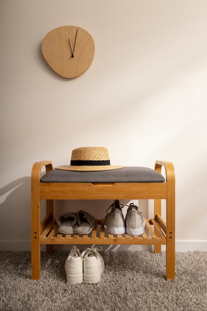 Still life of shoe rack indoors