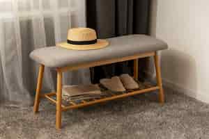 Free photo still life of shoe rack indoors