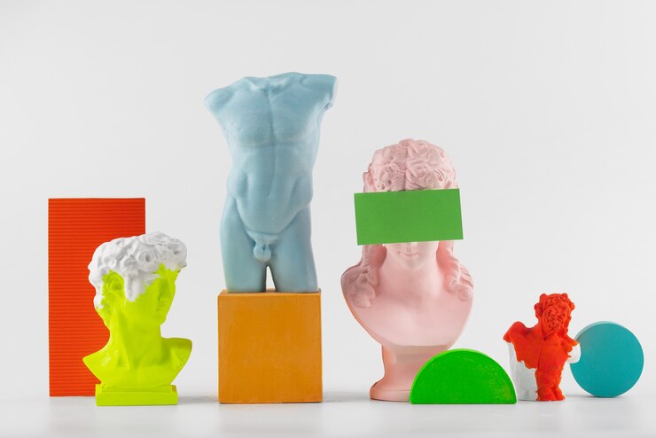 Free Photo still life of small decorative objects with vivid colors