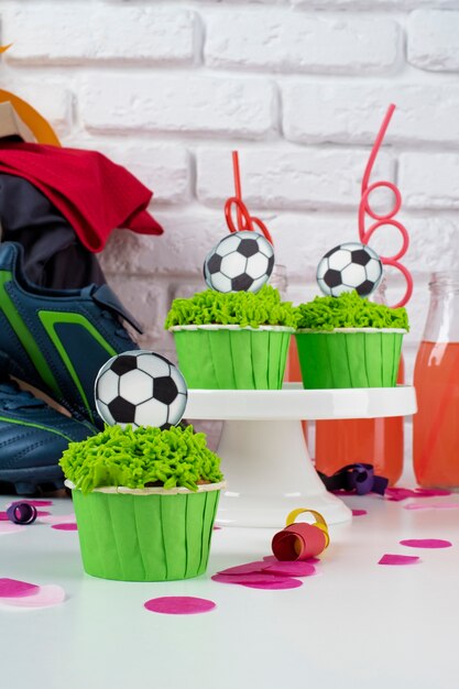 Free photo still life of  soccer fan birthday theme party