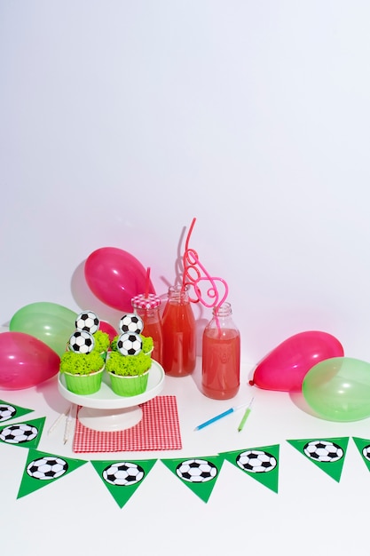 Free photo still life of  soccer fan birthday theme party