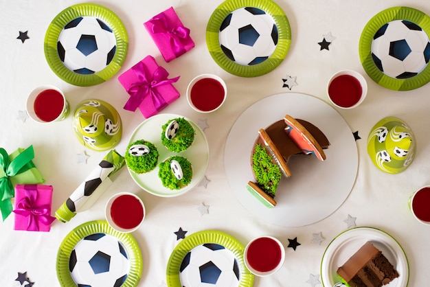 Free photo still life of soccer fan birthday theme party