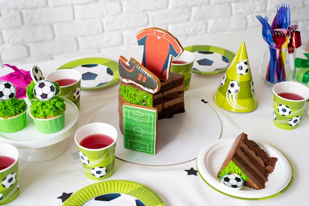 Free photo still life of  soccer fan birthday theme party