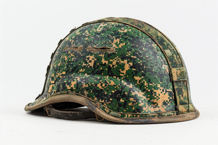 Free Photo still life of soldier helmet