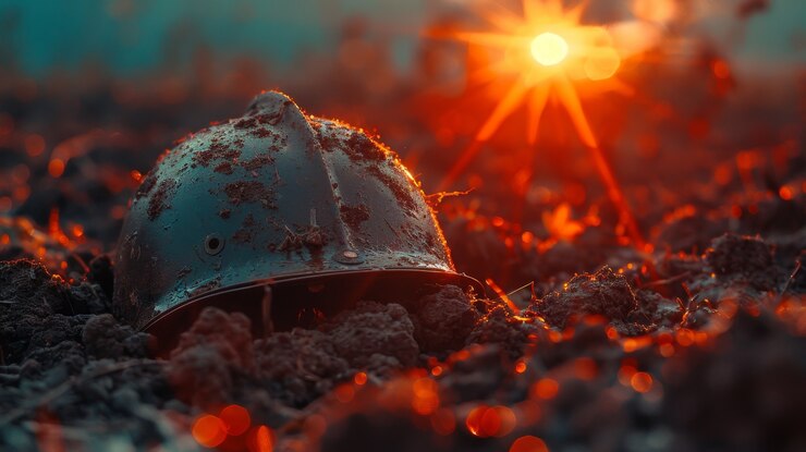 Free Photo still life of soldier helmet
