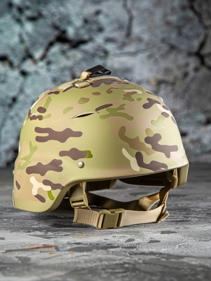 Free Photo still life of soldier helmet